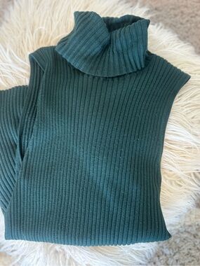 EXPRESS Sleeveless Ribbed Turtleneck Sweater - Forest Green
